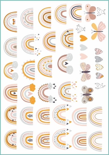 Tatuaże tymczasowe zmywalne pastelowa tęcza, format A4 Inna marka