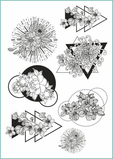 Tatuaże tymczasowe, zmywalne, szkic kwiatów, format A4 Inna marka