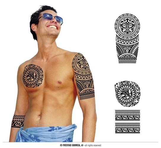 Tatuaże zmywalne czarne azteckie wzory rękaw Inna marka