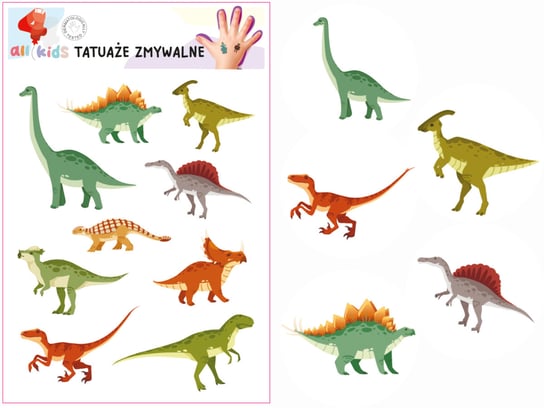Tatuaże Zmywalne Dla Dzieci Dinozaury 15x10 cm Inna marka