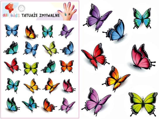 Tatuaże Zmywalne Dla Dzieci Motyle 15x10cm Inna marka