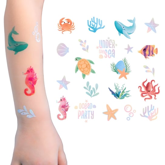 Tatuaże zmywalne Morskie Stworzenia Ocean 21szt Inna marka
