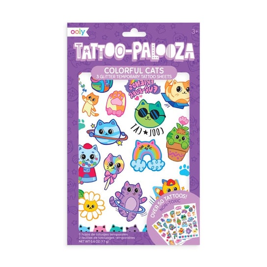Tatuaże zmywalne Tattoo Palooza - Brokatowe Koty Ooly
