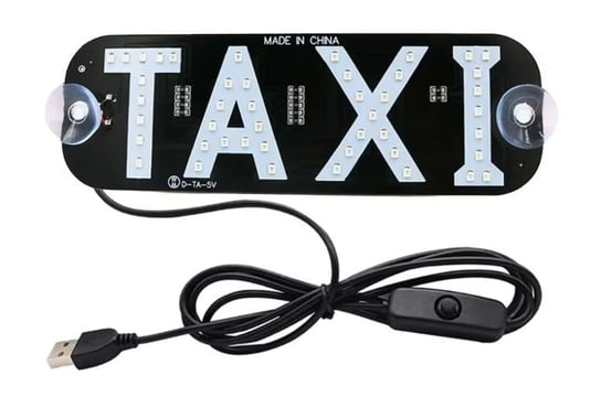 Taxi Ledowy Napis Lampa czerwona Tabliczka LED USB przyssawki ASTO