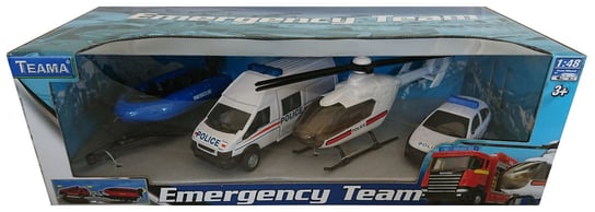 Teama Toys, pojazdy ratunkowe Policja, 4 szt. Teama Toys