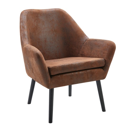 Teamson Home Krzesło Divano Accent, nowoczesny fotel w kolorze brązowym z obiciem i solidnymi drewnianymi nogami, siedzisko do domu, Salonu, sypialni lub Pokoju Wypoczynkowy Teamson