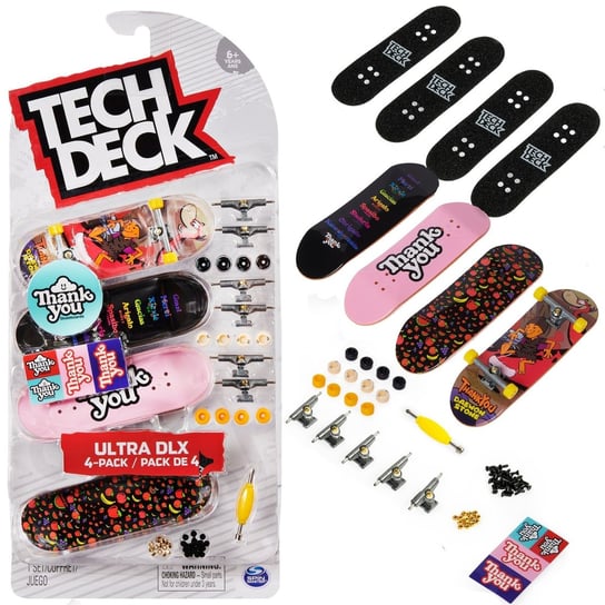 Tech Deck, zestaw deskorolek Ultra DLX 4-pack Fingerboardów Thank you Tech Deck
