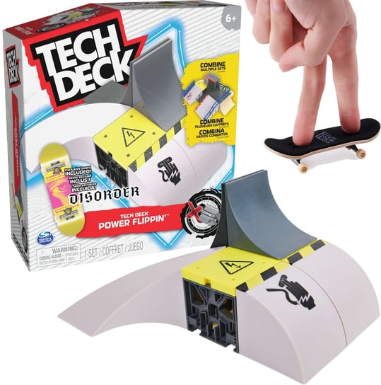 Tech Deck zestaw fingerboard Rampa Power Flippin Disorder + kolorowa deskorolka kolekcjonerska Spin Master