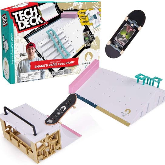 Tech Deck zestaw fingerboard Rampa Shane's Ramp + kolorowa deskorolka kolekcjonerska Paris 2024 Tech Deck