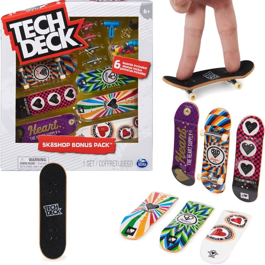 Tech Deck Zestaw Sk8Shop 6 Deskorolek Bonus Pack The Heart Supply + Akcesoria Spin Master