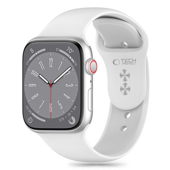 TECH-PROTECT SILICONE SILIKONOWY PASEK GUMOWY SPORTOWY MATOWY DO APPLE WATCH 4 / 5 / 6 / 7 / 8 / 9 / SE / ULTRA 1 / 2 (42 / 44 / 45 / 49 MM) WHITE TECH-PROTECT