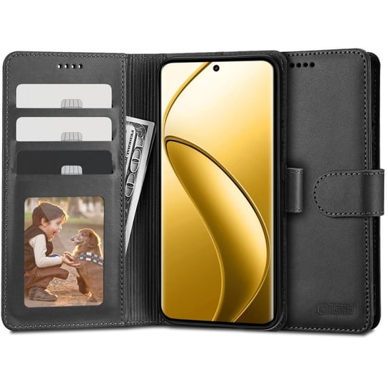 TECH-PROTECT WALLET ETUI POKROWIEC PORTFEL Z KIESZONKAMI FUTERAŁ 2W1 DO REALME 12 PRO 5G / 12 PRO+ PLUS 5G BLACK TECH-PROTECT