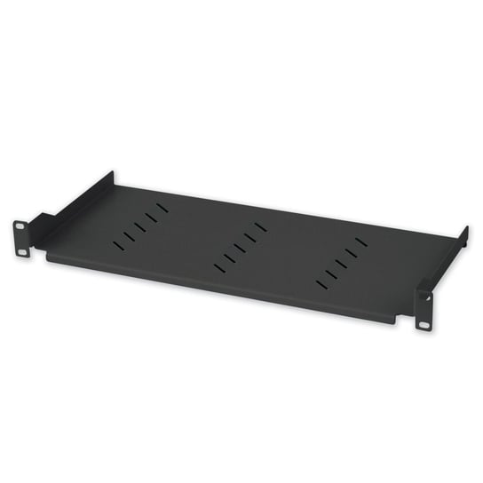 Techly Półka 1U 150mm rack 19, 2 pkt mocowania, perforowana czarna Techly