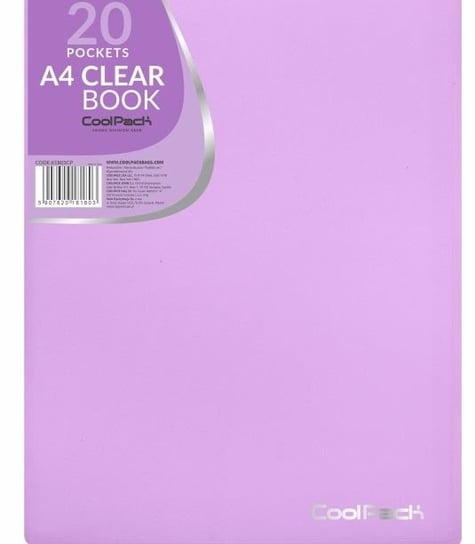 Teczka Clear Book, A4, 20 koszulek, pastel fioletowa CoolPack
