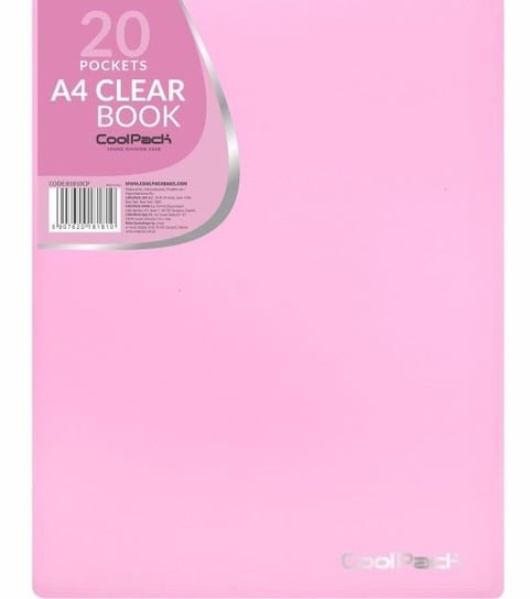 Teczka Clear Book, A4, 20 koszulek, pastel różowa CoolPack