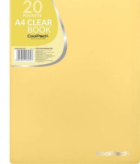 Teczka Clear Book, A4, 20 koszulek, pastel żółta CoolPack