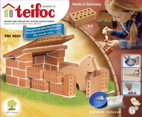 Teifoc, Zagroda z konikiem, zestaw do budowania z cegiełek Teifoc