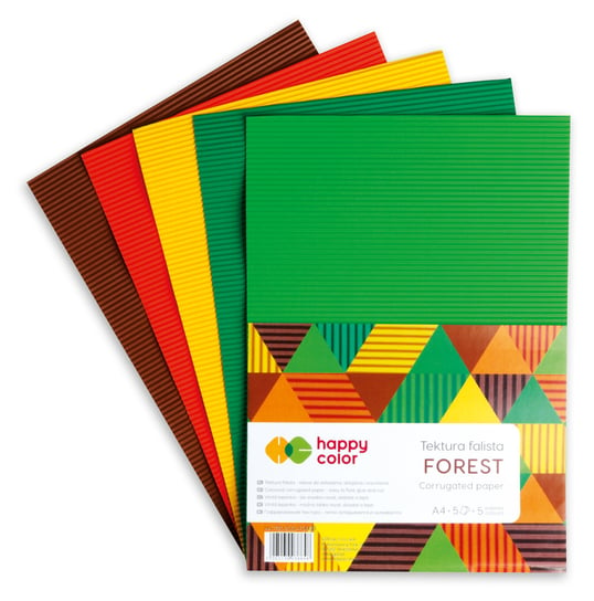 Tektura falista Forest, A4, 5 arkuszy, 5 kolorów, Happy Color Happy Color