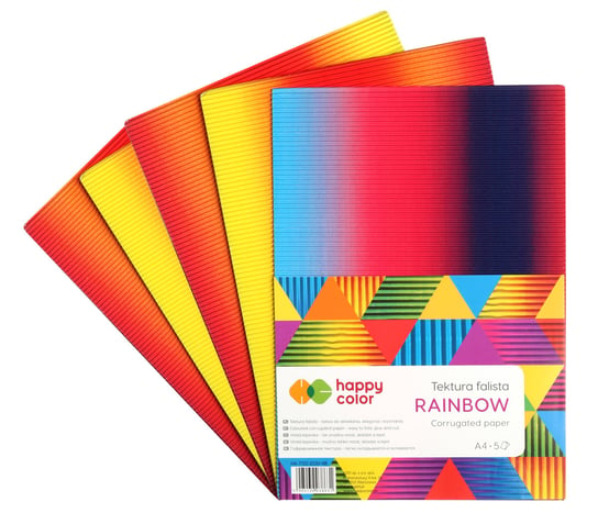 Tektura falista Rainbow, A4, 5 arkuszy, tęczowa Happy Color Happy Color