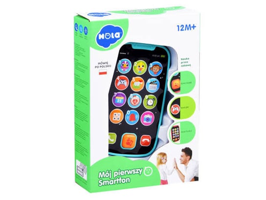 Telefon edukacyjny, Hola, pierwszy telefon, smartfon dla dzieci niebieski zabawka edukacyjna Kontext