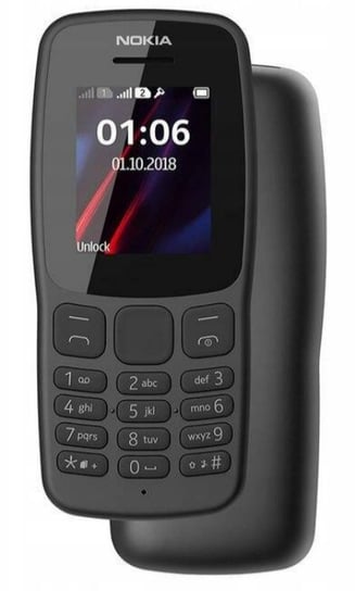 Telefon Komórkowy Nokia 106 - 2018 Dla Seniora Dualsim Czarny Przyciski Język PL Dla Babci Dziadka Nokia