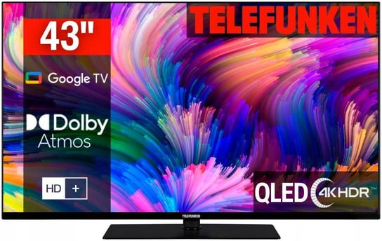 Telewizor Google TV 43" QLED Telefunken D43Q700M6CW DVBT2 4K UHD Bezramkowy Telefunken
