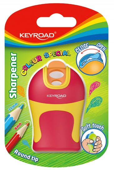 temperówka keyroad soft touch, plastikowa, podwójna, ostrzenie zaokrąglone, blister, mix kolorów Keyroad