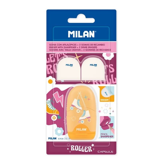 Temperówko - gumka MILAN CAPSULE ROLLER + 2 gumki zapasowe Milan