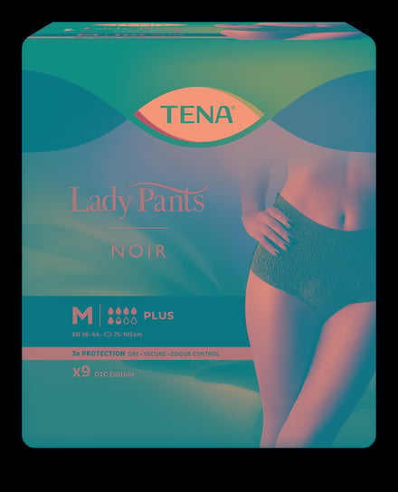 Tena Lady Pants Plus Noir, bielizna chłonna, medium 75-105 cm, 9 sztuk Tena
