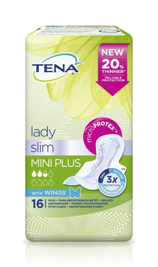 Tena, Lady Slim Mini Plus Wings, specjalistyczne podpaski, 16 szt. Tena