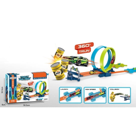 Tender Toys 24-cz., zabawkowy tor wyścigowy, szaro-niebieski Tender Toys