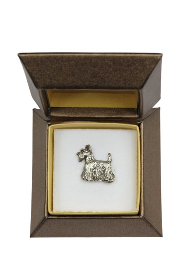 Terier szkocki, Aberdeen Terrier - broszka z psem w pudełku prezentowym, elegancki pin, wpinka do klapy marynarki marki Art-Dog Art-Dog