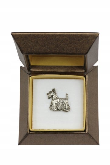 Terier Szkocki posrebrzany pin w pudełku broszka Inna marka