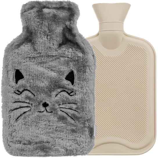 Termofor Gumowy Duży Ogrzewacz w Pokrowcu na Wodę Pluszowy Kot Kotek 1,8l Ruhhy