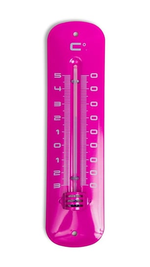 Termometr ścienny, metal, fuksja, 19x5 cm STRADO