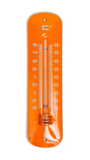 Termometr ścienny, metal, pomarańczowy, 19x5 cm TIROSS