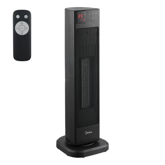 Termowentylator z pilotem, obrotowy, 2000 W, 58 cm, czarny, NTH20-22ER, Midea Midea