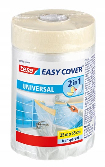 Tesa Easy Cover Folia Ochronna z Taśmą do Malowania Remontowa 15m x 55cm TESA