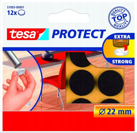 Tesa Podkładki Filcowe Pod Meble Krzesła Samoprzylepne Brązowe 22mm 12 szt TESA