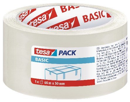 Tesapack Basic Taśma Klejąca Pakowa Mocna Przezroczysta 66m x 50mm TESA