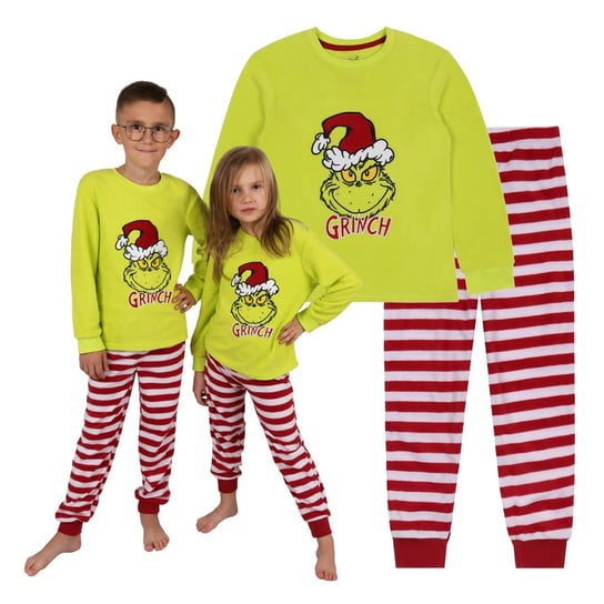 The Grinch Dziecięca Unisex, Świąteczna Piżama Czerwono-Zielona, Ciepła, Polarowa, Piżama Chlopięca, Piżama Dziewczęca sarcia.eu