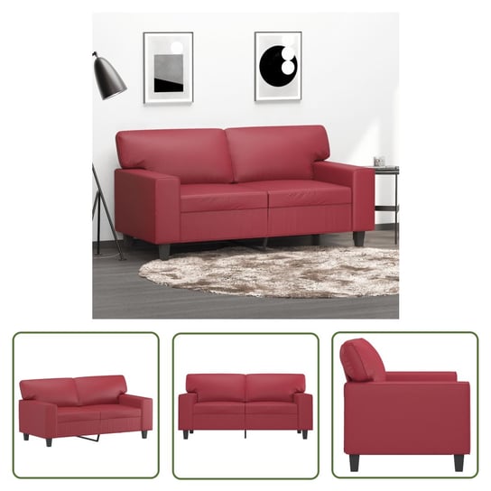 The Living Store 2-osobowa sofa - winna czerwień - 120 cm - sztuczna skóra - Sofa The Living Store