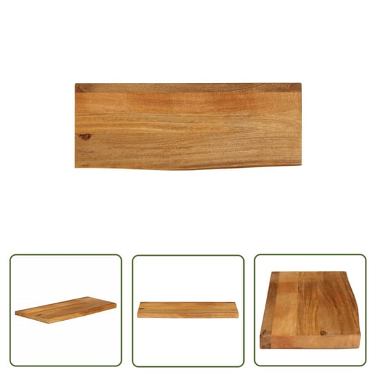 The Living Store Blat stołu z naturalną krawędzią - 70x30x3 -8 cm - drewno mango - Blat Do Stołu The Living Store