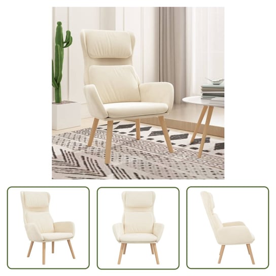 The Living Store Fotel - kremowy - obity aksamitem - Fotel Wypoczynkowy Inna marka