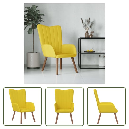The Living Store Fotel - musztardowy - obity aksamitem - Fotel Wypoczynkowy Inna marka