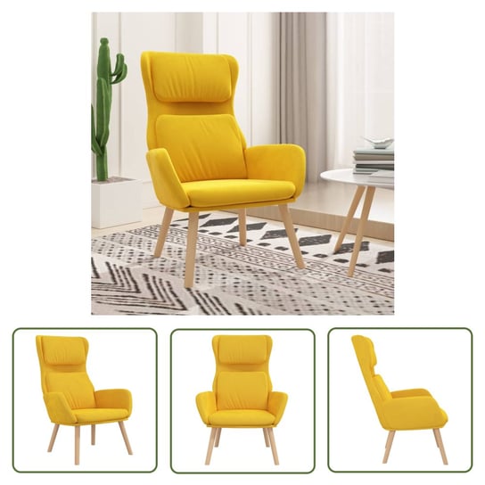 The Living Store Fotel - musztardowy - obity aksamitem - Fotel Wypoczynkowy Inna marka