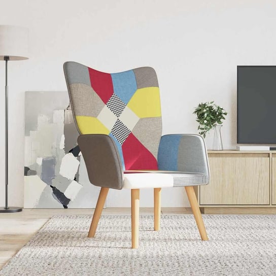The Living Store Fotel - patchwork - obity tkaniną - Fotel Wypoczynkowy Inna marka