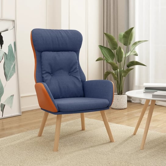 The Living Store Fotel wypoczynkowy - niebieski - tkanina i PVC - Fotel Wypoczynkowy Inna marka
