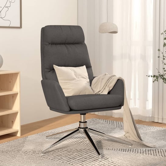 The Living Store Krzesło wypoczynkowe - ciemnoszare - obite tkaniną - Fotel Wypoczynkowy Inna marka