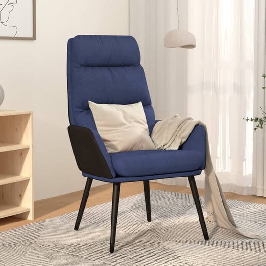 The Living Store Krzesło wypoczynkowe - niebieskie - obite tkaniną - Fotel Wypoczynkowy Inna marka